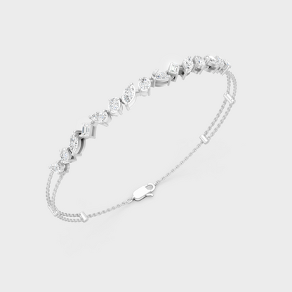 Emerald Marquise Pear Oval Diamond Bracelet White Gold