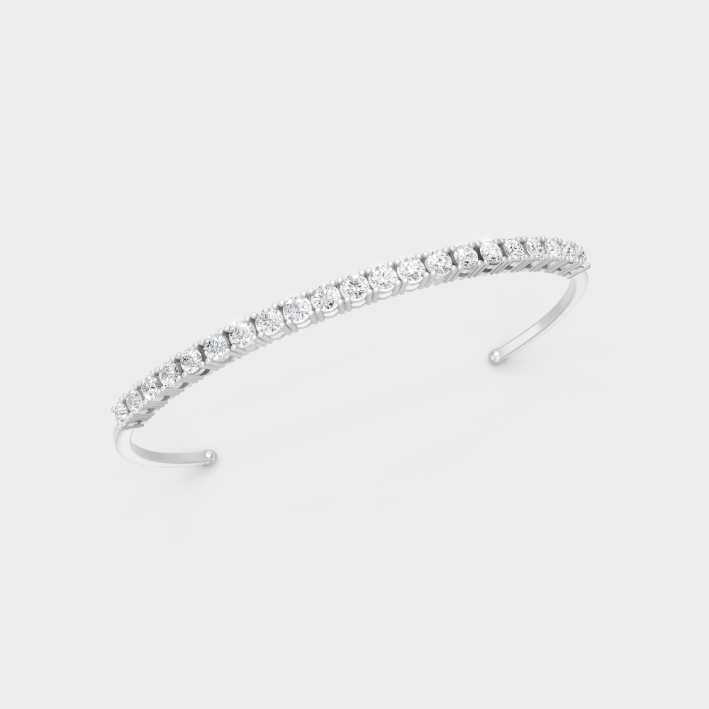 Luxury Round Diamond Open Bracelet White Gold Jewelry
