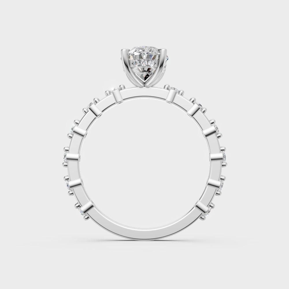 white gold oval-shaped lab-grown diamond ring with hallmark gold quality