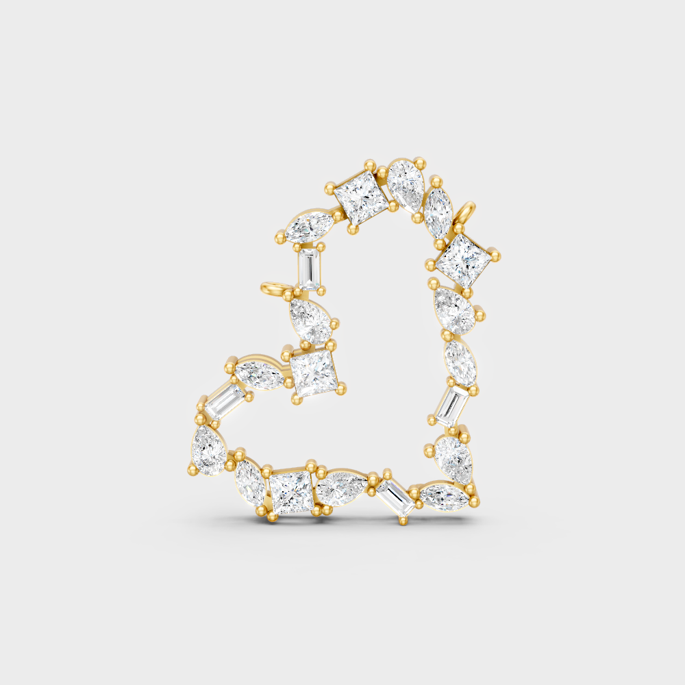 Classic 14K Yellow Gold Pendant Featuring Pear And Baguette Lab Diamonds