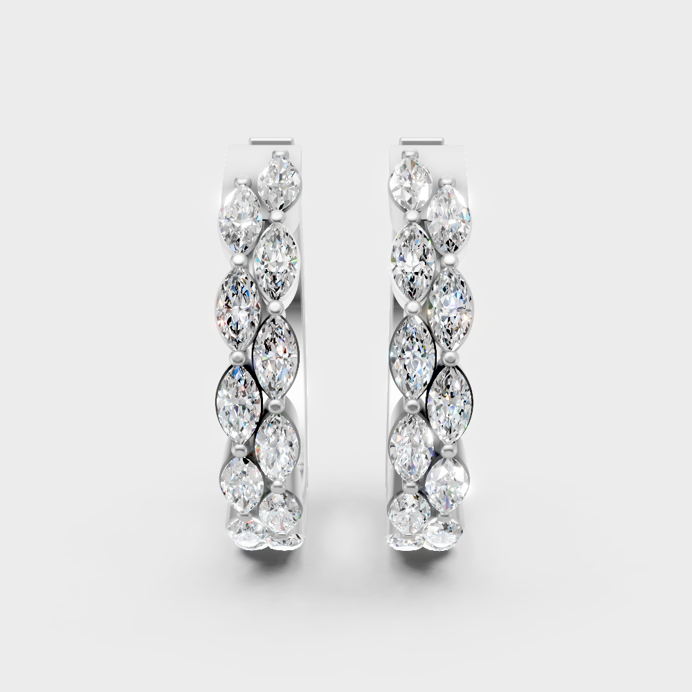 Sleek white gold marquise diamond hoops for high-end ethical luxury