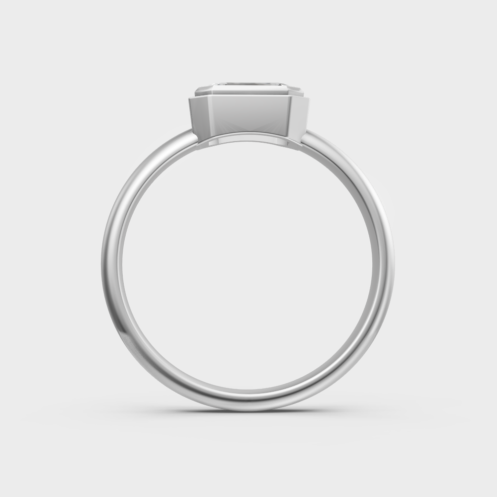High-polish 950 platinum emerald-cut lab diamond ring for a modern proposal