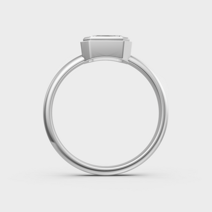 High-polish 950 platinum emerald-cut lab diamond ring for a modern proposal