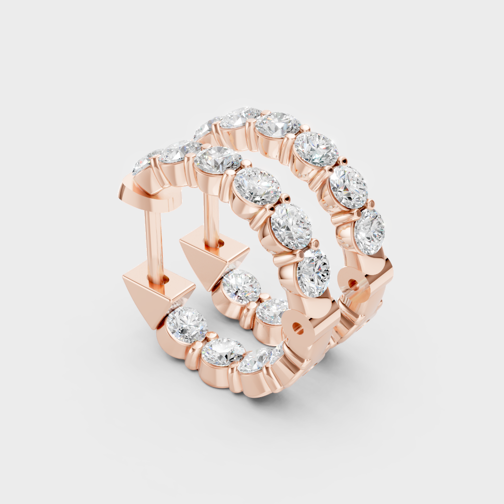 1.60 Ct Lab Grown Diamond Hoop Earrings In Rose Gold Certified Brilliance