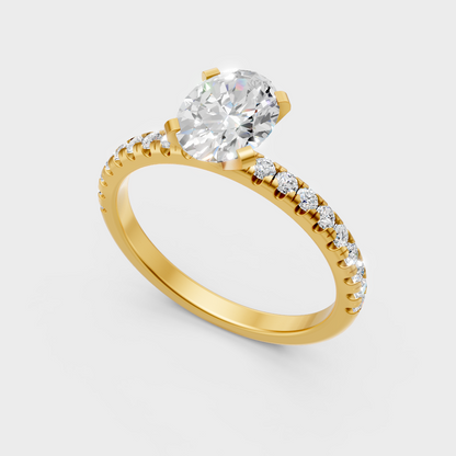 Classic 14K Yellow Gold Engagement Ring Featuring A 1.19Ct Oval Lab Diamond