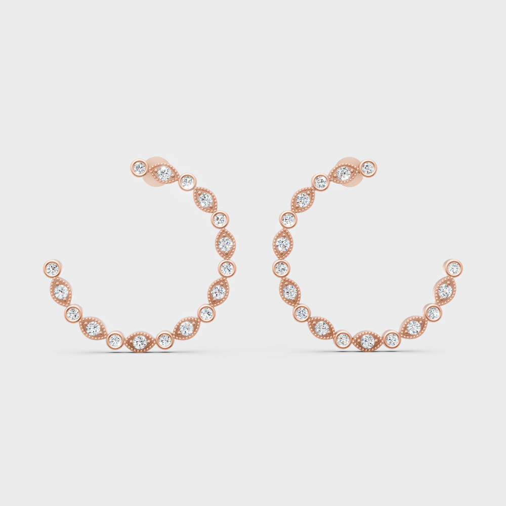 rose gold hoop earrings with brilliant-cut lab diamonds for daily wear