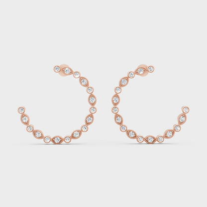 rose gold hoop earrings with brilliant-cut lab diamonds for daily wear