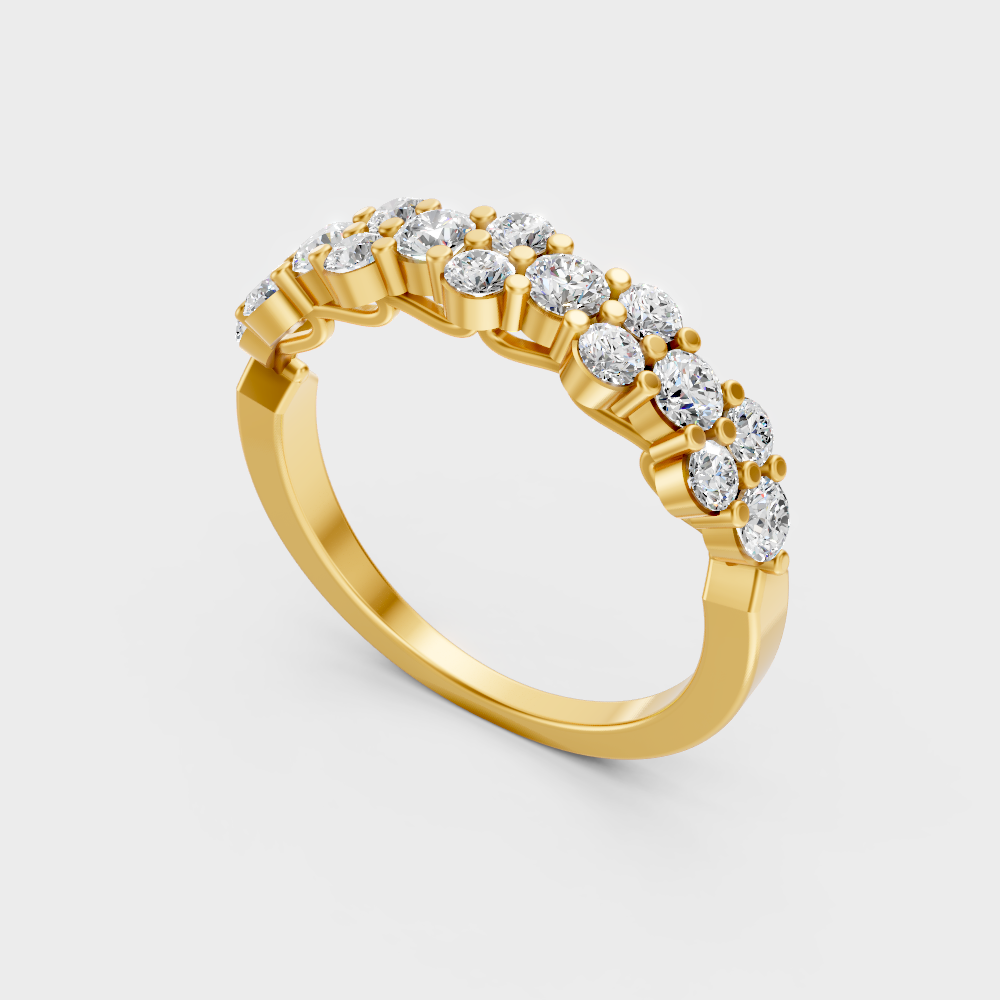 Classic 14K Yellow Gold Diamond Band Featuring Round Lab Diamond