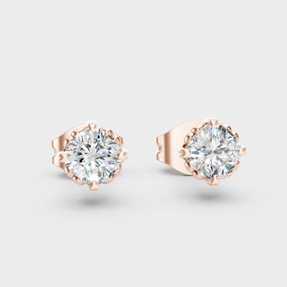 2 Carat Each Lab-Grown Cushion Cut Diamond Stud Earrings In Rose Gold