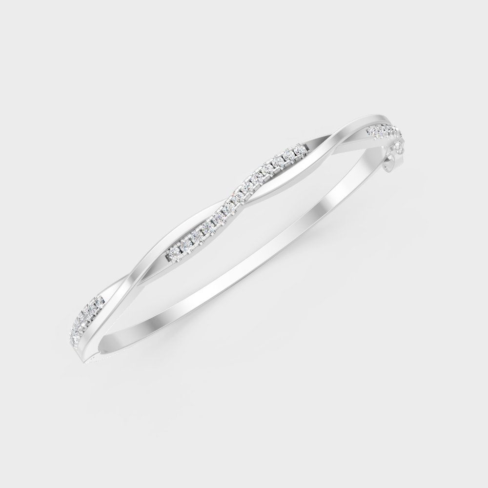 0.70 Ct Round Cut Lab-Grown Diamond Kada Bracelet White Gold