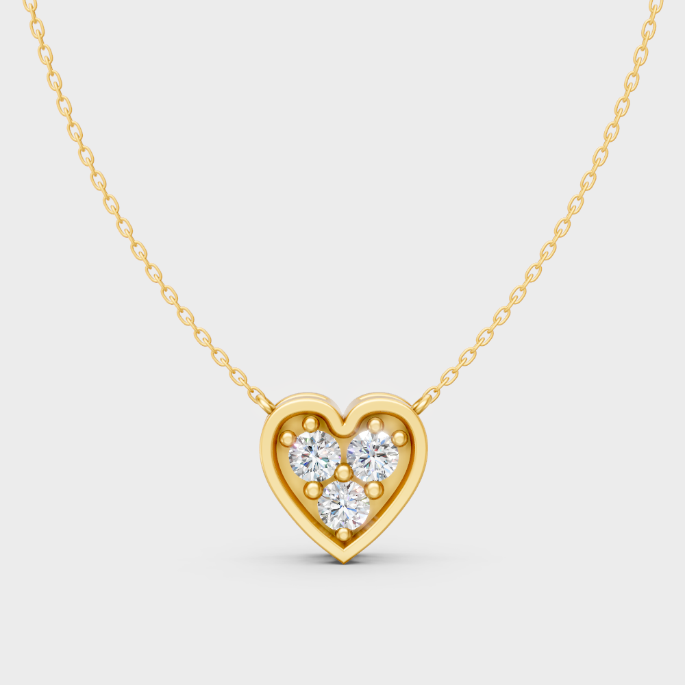 Ethical Lab-Grown Round Diamond Pendant With Chain In Yellow Gold