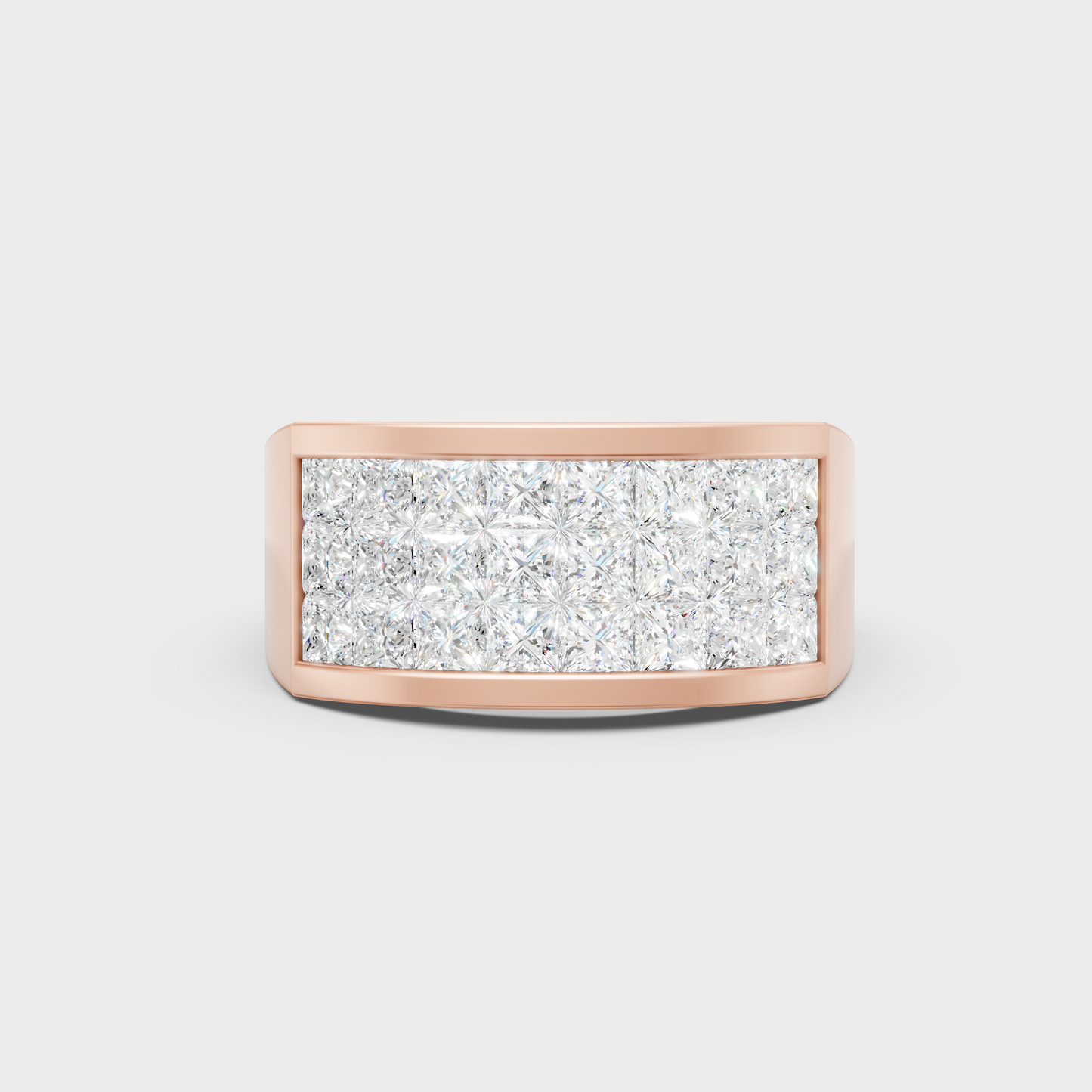 Modern 18K Rose Gold Men's Ring With 2.16Ct Princess Lab-Grown Diamond