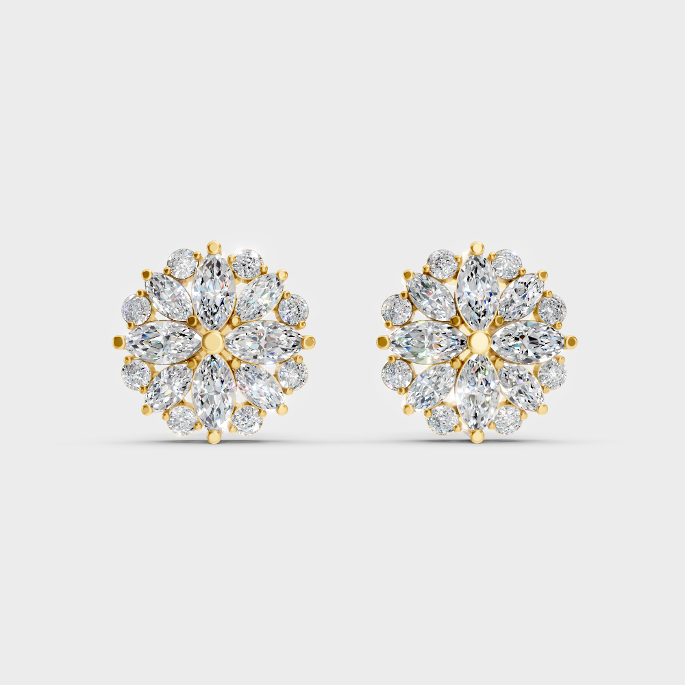  Radiant Yellow Gold Mixed-Cut Earrings With Certified 1.64 Ct Total Weight Diamonds