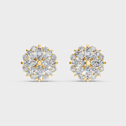 Radiant Yellow Gold Mixed-Cut Earrings With Certified 1.64 Ct Total Weight Diamonds