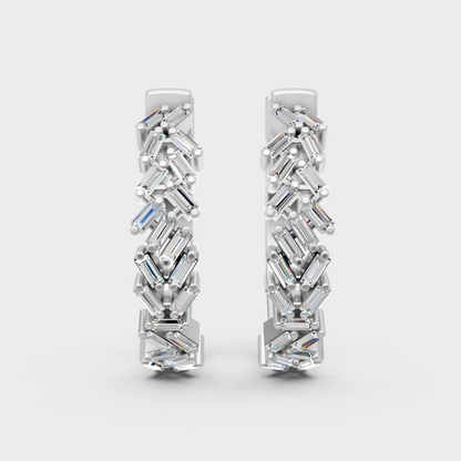 Sleek white gold baguette diamond hoops for a sophisticated ethical sparkle