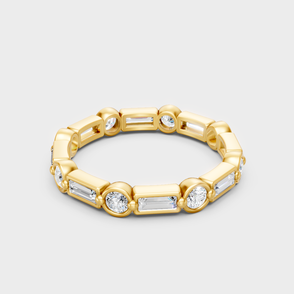9K Yellow Gold Alternating Lab-Grown Diamond Eternity Ring For Ethical Luxury