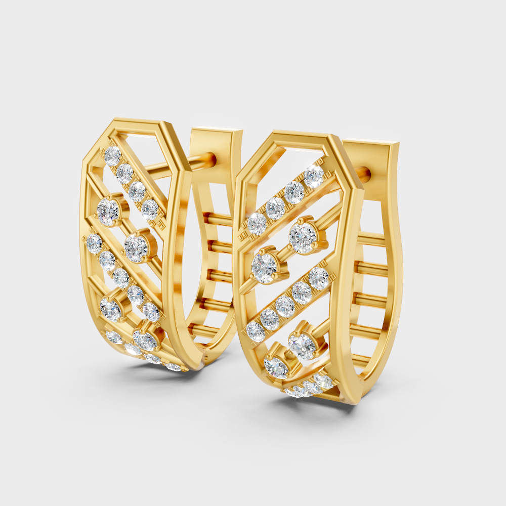 Hallmark Yellow Gold Round Cut Lab Diamond Hoop Earrings For Women