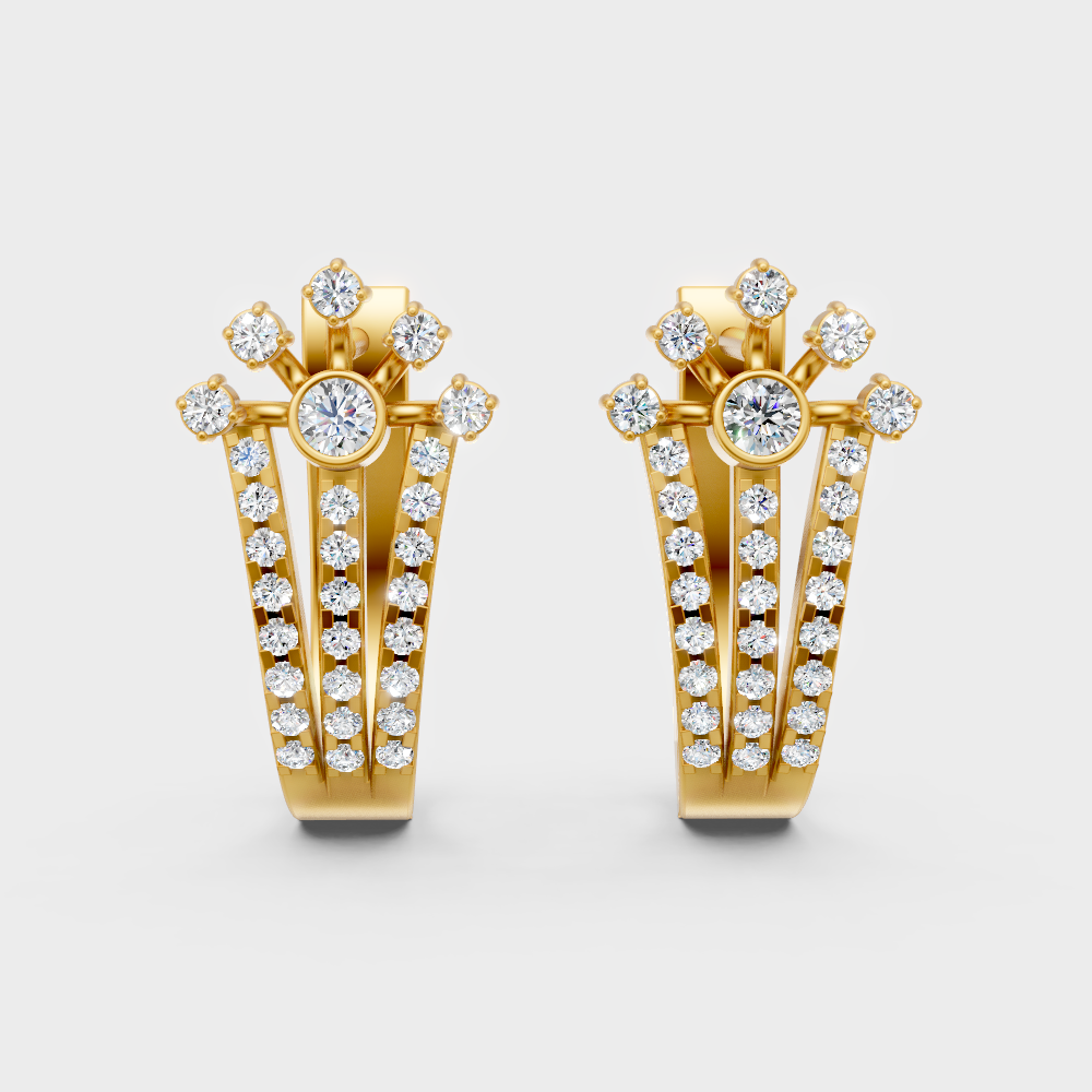 0.60 Ct GLI Certified Lab-Grown Round Diamond Hoop Earrings In Yellow Gold
