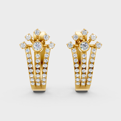 0.60 Ct GLI Certified Lab-Grown Round Diamond Hoop Earrings In Yellow Gold