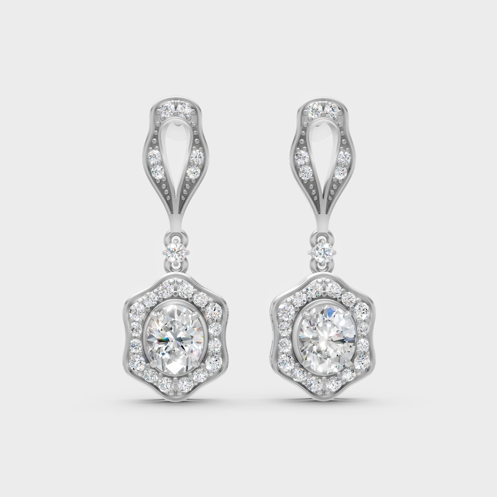 Certified Lab-Grown Diamond Dangler Earrings In Hallmark White Gold
