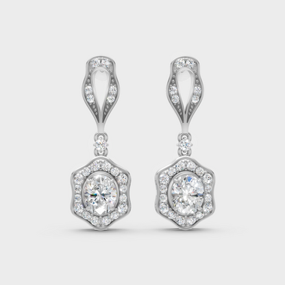Certified Lab-Grown Diamond Dangler Earrings In Hallmark White Gold