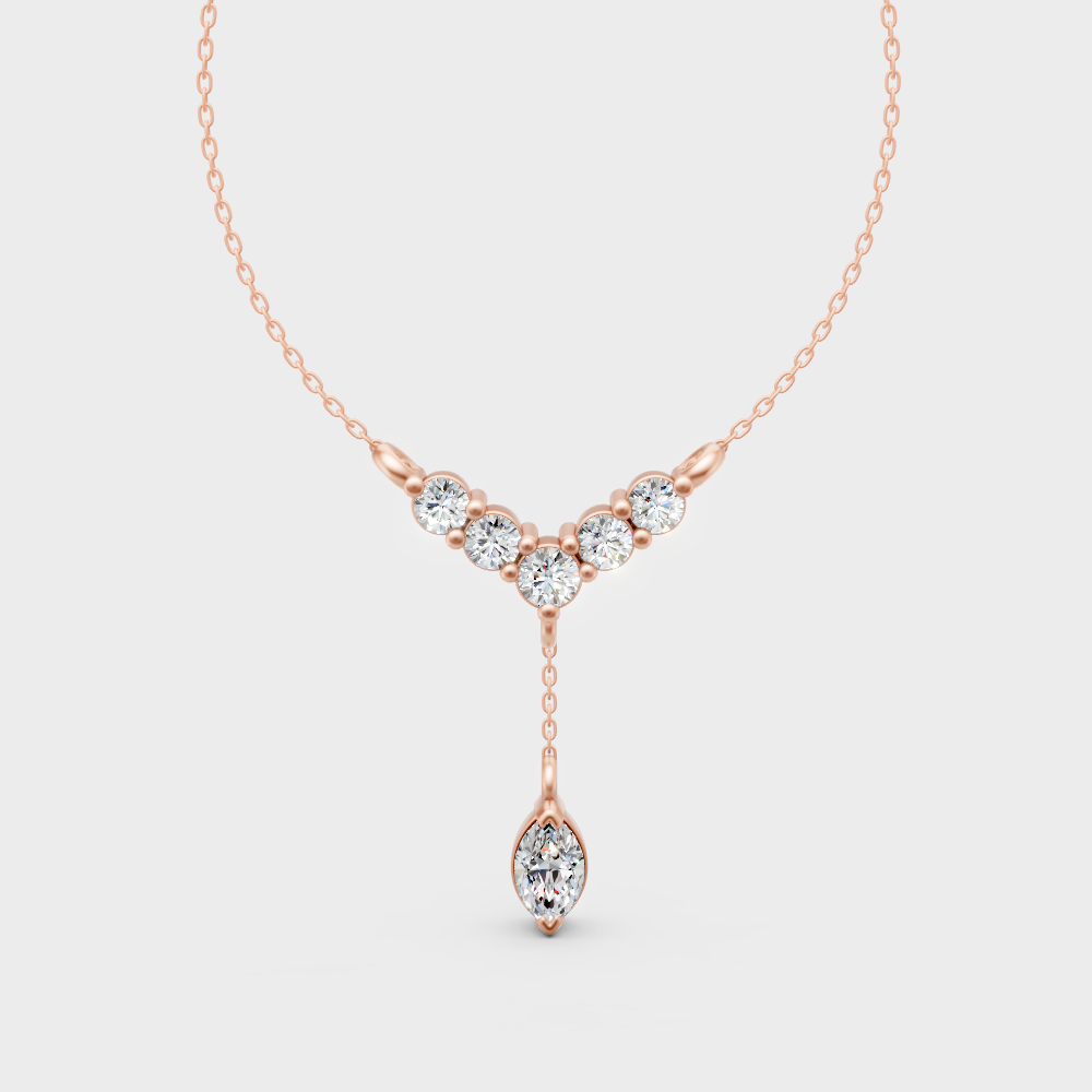 0.31 Ct Round & Marquise Lab-Grown Diamond Pendant With Chain In Rose Gold