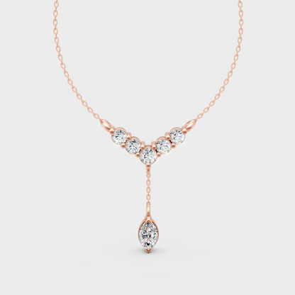 0.31 Ct Round & Marquise Lab-Grown Diamond Pendant With Chain In Rose Gold