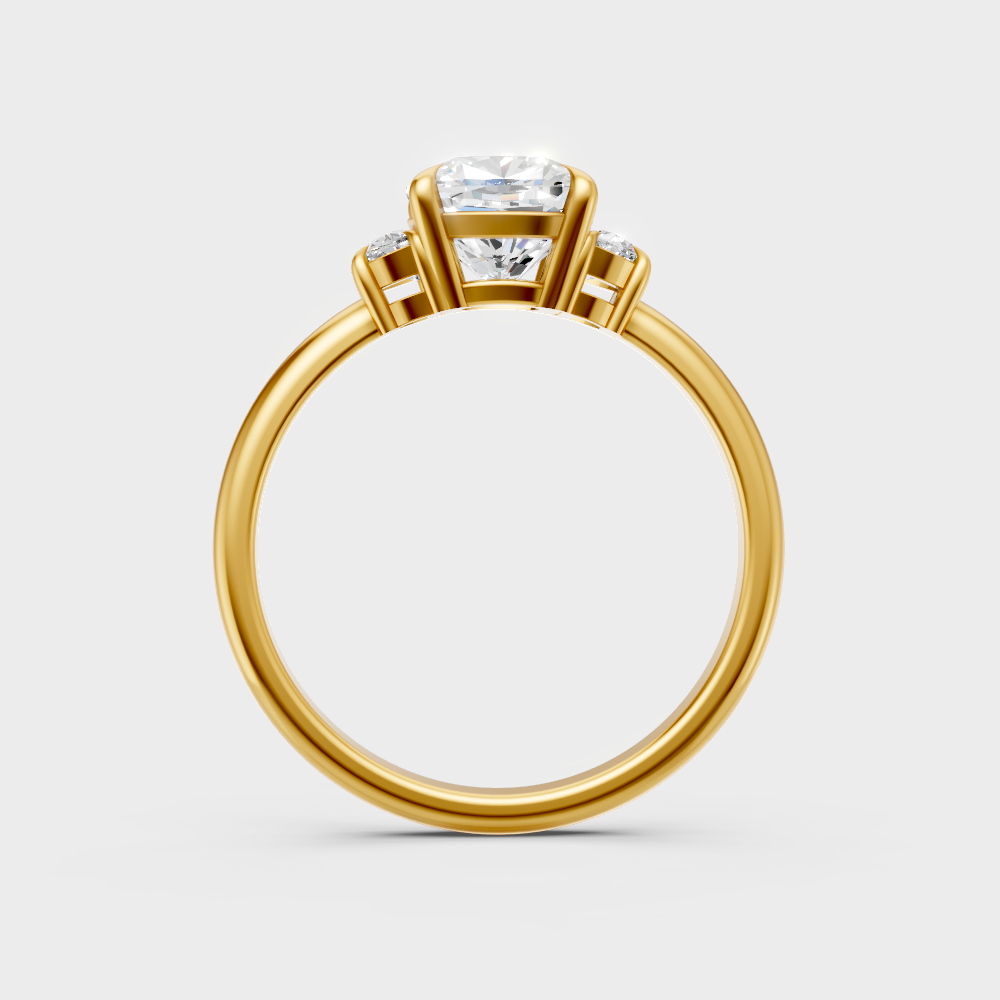 Radiant Yellow Gold Ring With Hallmarked 1.64Ct Round Lab-Grown Diamond Detail