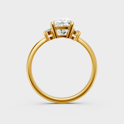 Radiant Yellow Gold Ring With Hallmarked 1.64Ct Round Lab-Grown Diamond Detail