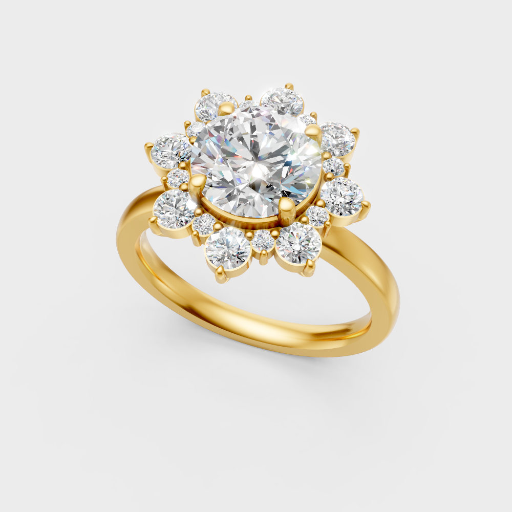 Classic 14K Yellow Gold Ring Featuring A Round Diamond 