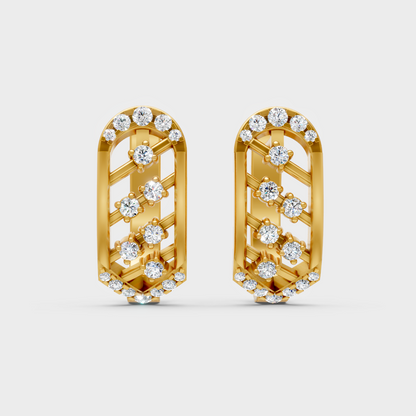 0.40 Ct GLI Certified Lab-Grown Round Diamond Hoop Earrings In Yellow Gold