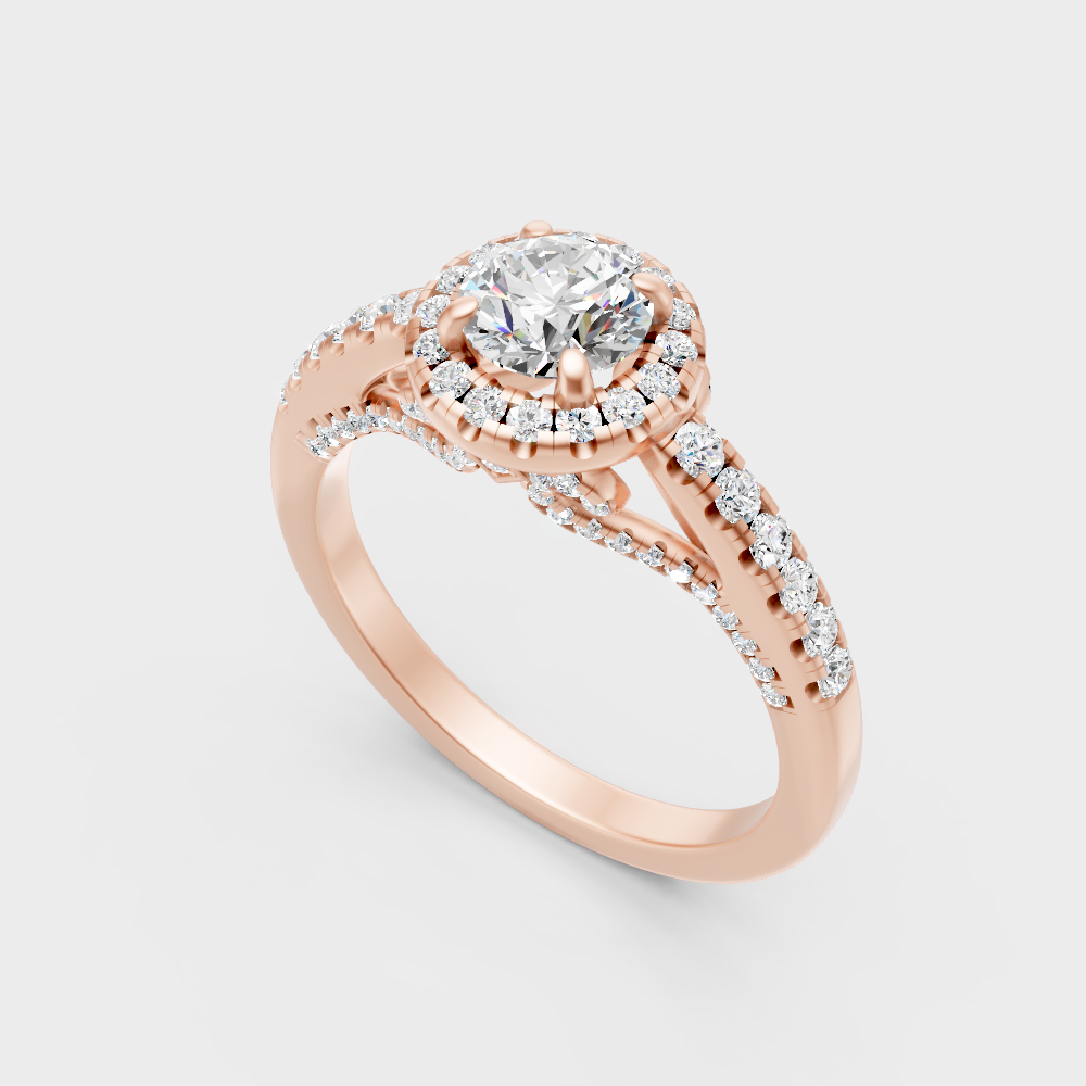 Rose Gold Round-Cut Lab-Grown Diamond Halo Ring For Modern Luxury