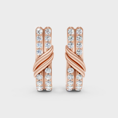 0.20 Ct GLI Certified Lab-Grown Round Diamond Hoop Earrings In Rose Gold