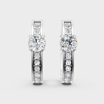 Sleek white gold round diamond hoops for high-end ethical luxury