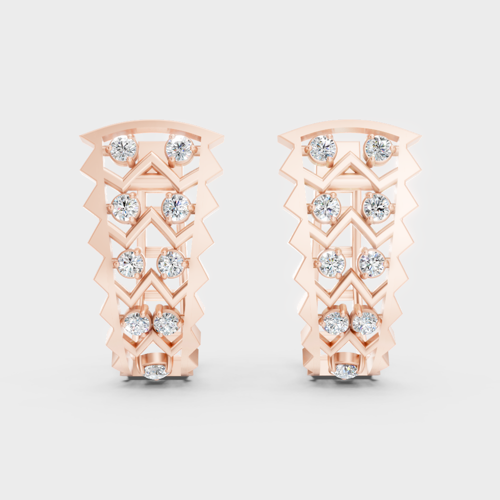 0.52 Ct GLI Certified Lab-Grown Round Diamond Hoop Earrings In Rose Gold