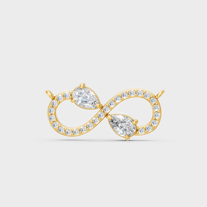 Classic 14K Yellow Gold Infinity Necklace Featuring A Pear Lab Diamond