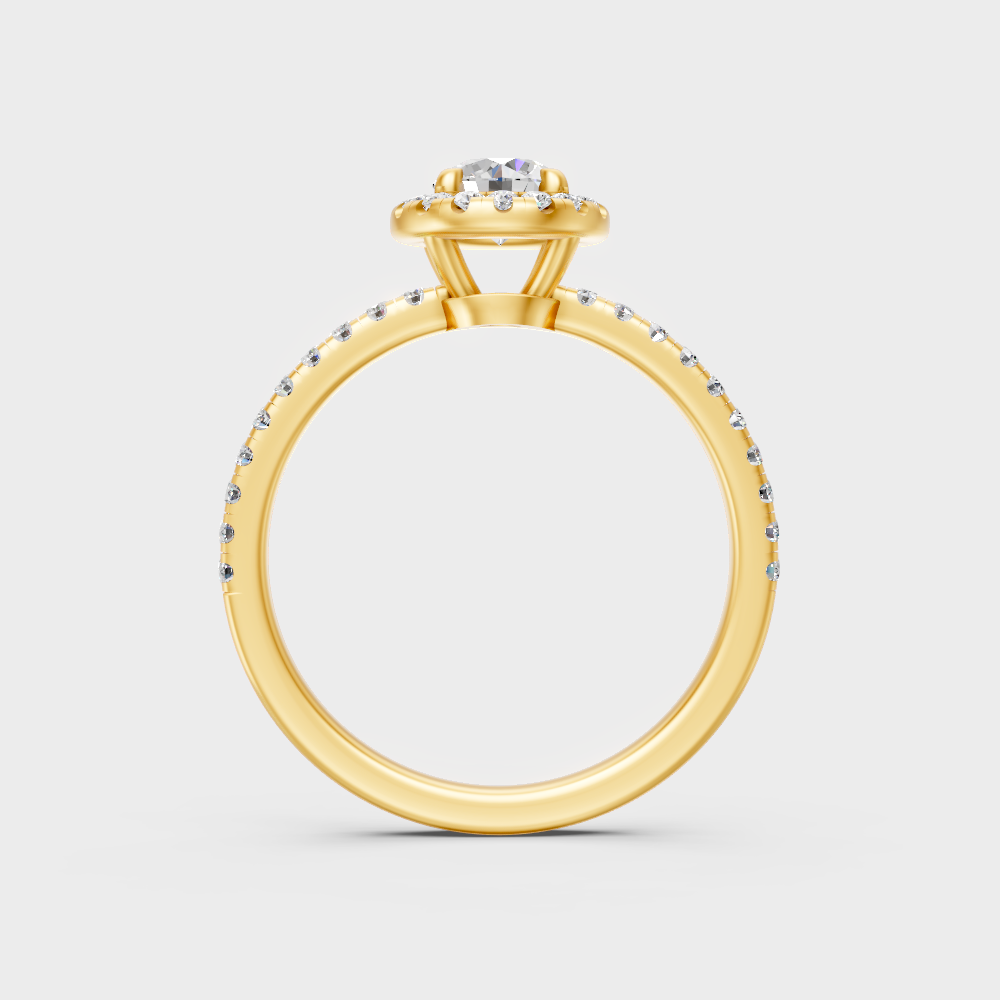 Yellow Gold Round Diamond Halo Engagement Ring For A Timeless Ethical Look