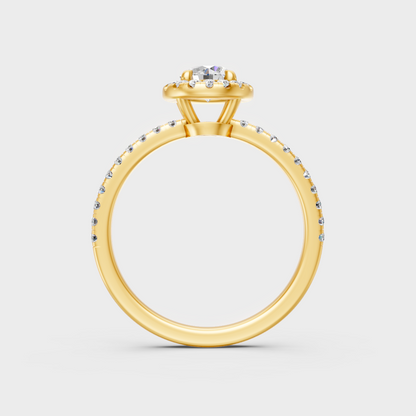Yellow Gold Round Diamond Halo Engagement Ring For A Timeless Ethical Look