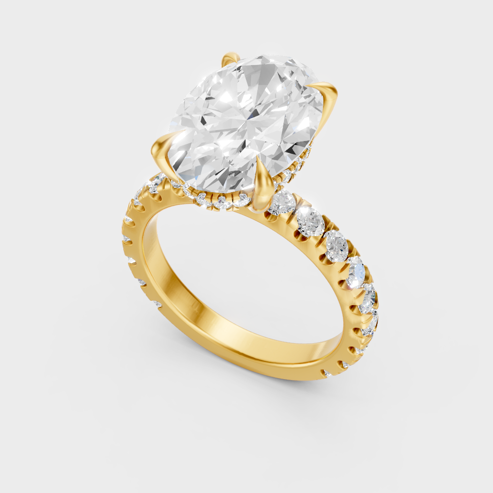 Classic 14K Yellow Gold Engagement Ring Featuring A 3.89Ct Oval Lab Diamond