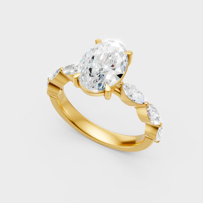 Sustainable Yellow Gold Ring With A Large Oval-Cut Lab-Grown Diamond