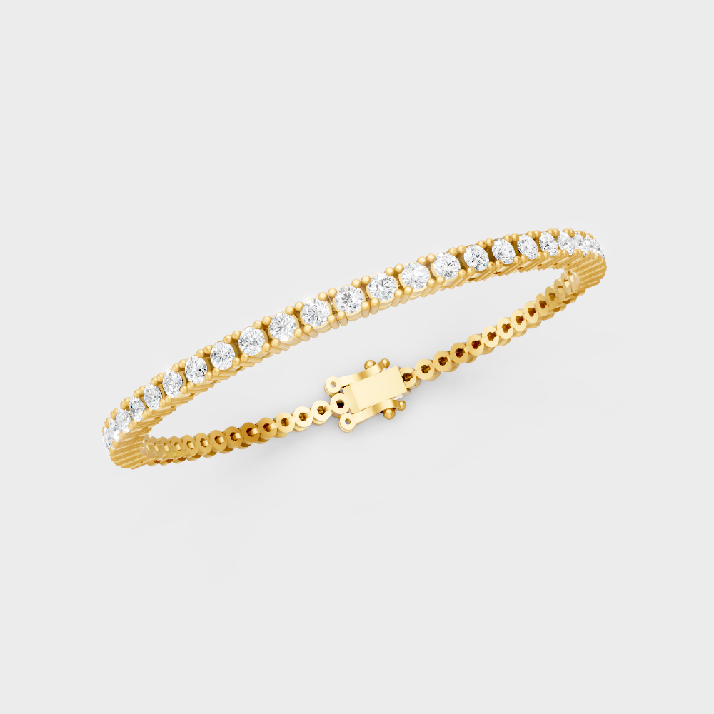 Elegant Round Diamond Tennis Bracelet Yellow Gold Jewelry