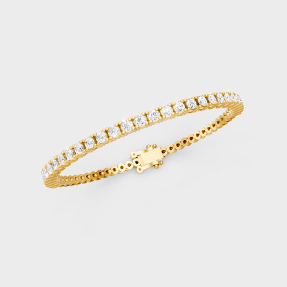 Elegant Round Diamond Tennis Bracelet Yellow Gold Jewelry