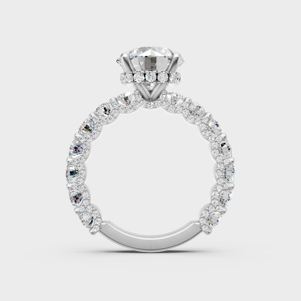 white gold round-shaped lab-grown diamond ring with hallmark gold quality