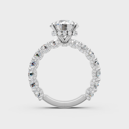 white gold round-shaped lab-grown diamond ring with hallmark gold quality