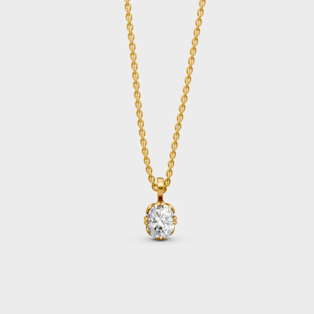 Igi Certified Oval-Cut Lab-Grown Diamond Pendant In 18K Yellow Gold