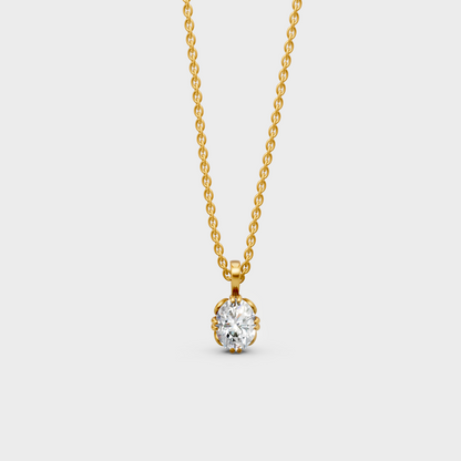 Igi Certified Oval-Cut Lab-Grown Diamond Pendant In 18K Yellow Gold
