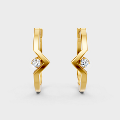 Minimalist Round Cut Lab Diamond Hoop Earrings In 14K Yellow Gold