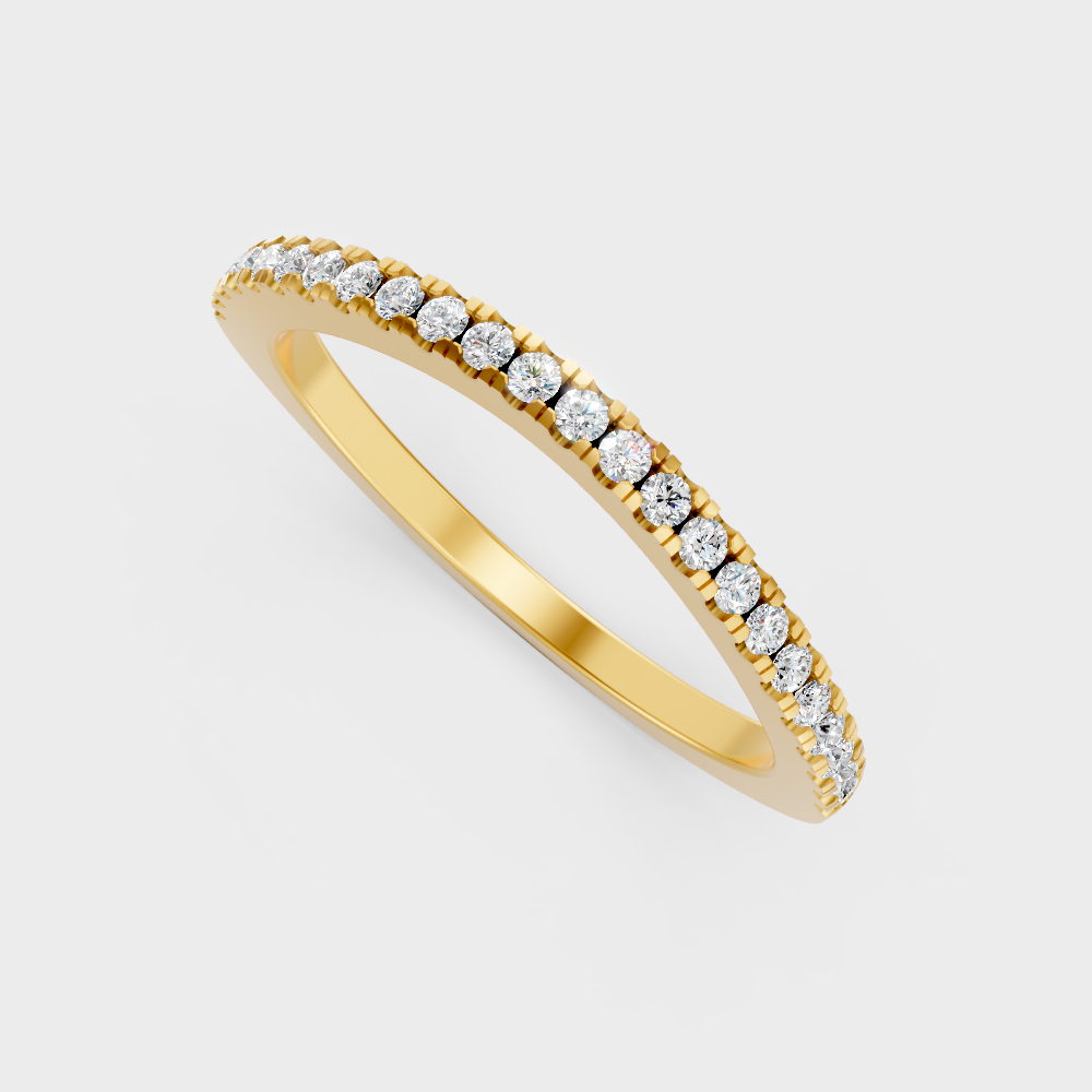 Classic 14K Yellow Gold Diamond Band Featuring Round Lab Diamond