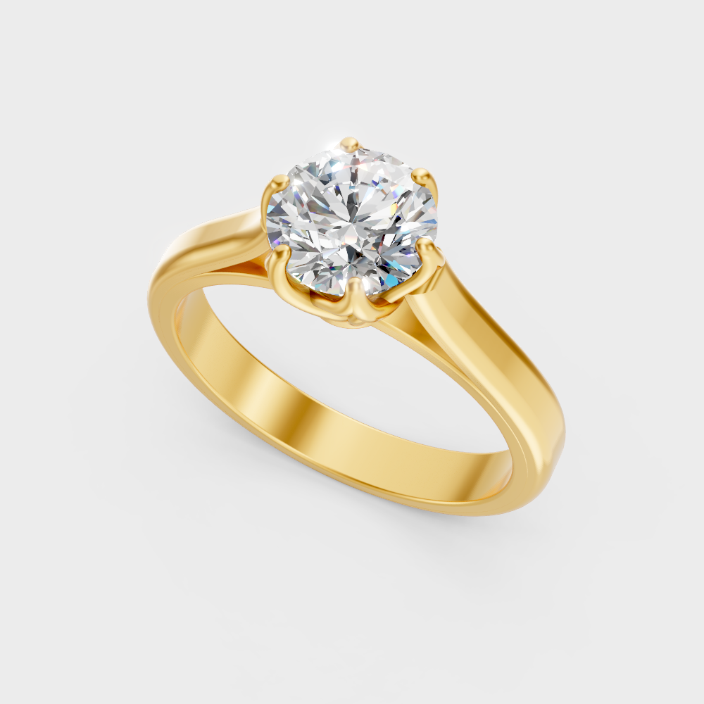Yellow Gold Round Diamond Ring Available