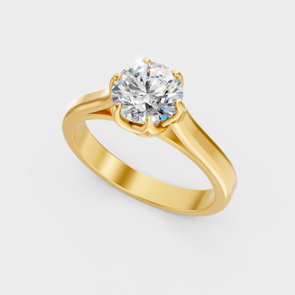 Yellow Gold Round Diamond Ring Available